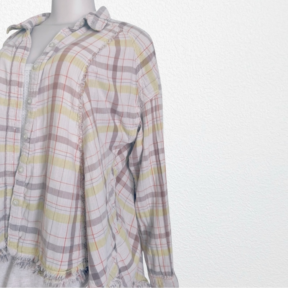 We the Free Oversized Pink Plaid Seeking Starlight Shirt Shacket SZ M - Picture 5 of 12